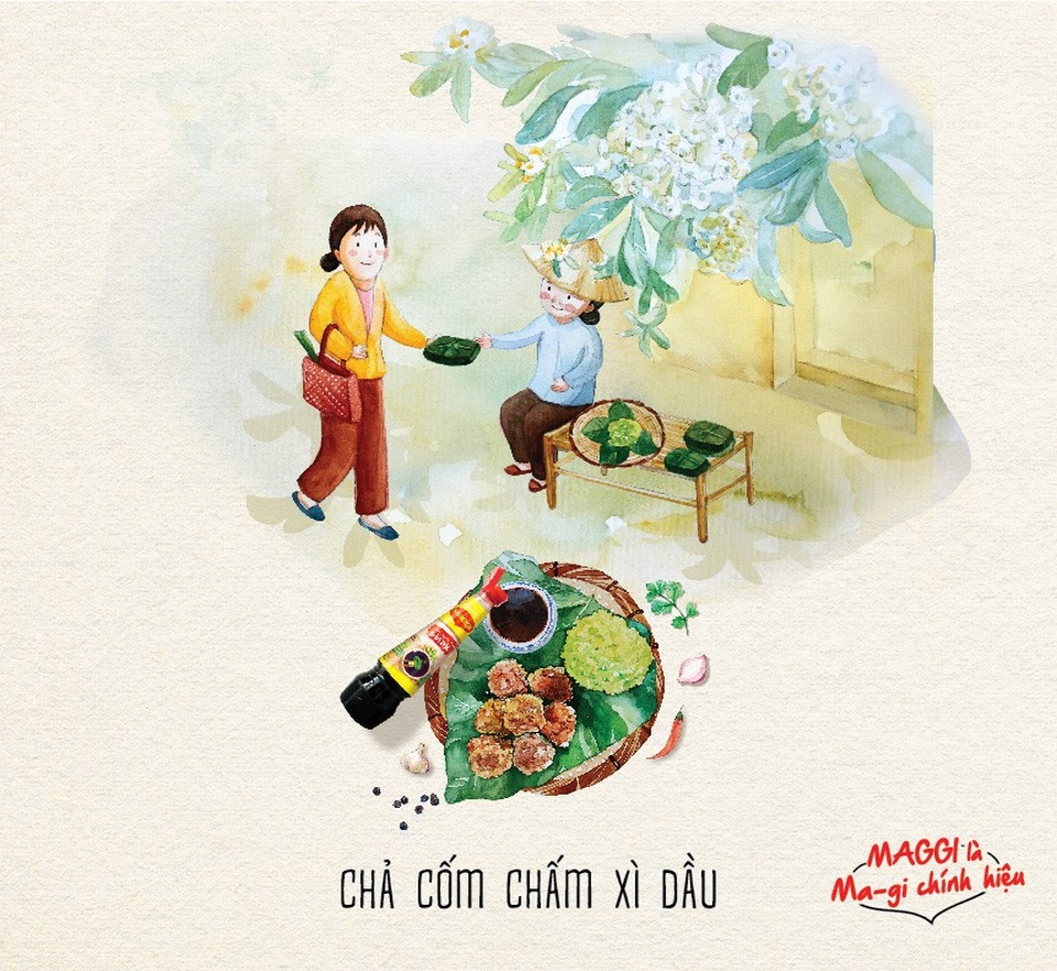 Hà Nội - ăn theo mùa có gì ngon? - 3 Cốm cũng làm nức lòng người ăn khi được làm thành chả cốm cho cả nhà. Chả cốm chấm xì dầu là món ăn “tốn cơm” nhất vào mùa thu se dịu. Chả cốm mới chiên giòn giòn, hạt cốm thơm dẻo lẫn cả bên ngoài, bên trong, vị chả béo quyện cùng hương vị đậm đà của xì dầu Maggi tạo nên hương vị đặc trưng của mùa thu Hà Nội.