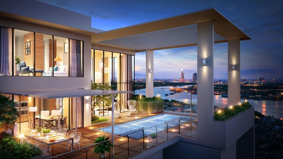 Bí mật của sự hoàn hảo tại bộ sưu tập Villa, Diamond Island - 3 Sky Villa tại Diamond Island với tầm nhìn hoàn mỹ về sông Sài Gòn và trung tâm thành phố