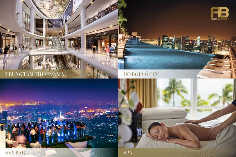 A&B Central Square được HD Bank bảo lãnh thực hiện hợp đồng cho từng khách hàng - 4 Nội khu dự án được tích hợp các tiện ích đẳng cấp như trung tâm thương mại, hồ bơi vô cực trên cao trực diện biển, khu vui chơi giải trí, phòng gym, Spa, trung tâm hội nghị....