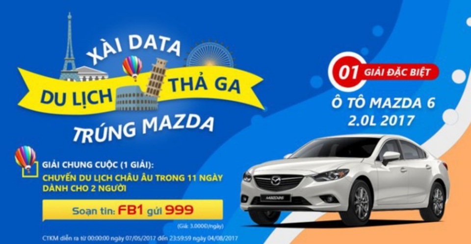 Hồ Quang Hiếu tâm sự về việc “muốn lấy vợ, sinh con” - 4 MobiFone đang triển khai chương trình khuyến mại với các giải thưởng như ôtô Mazda 6; chuyến du lịch châu Âu... Tổng giá trị giải thưởng lên đến gần 1,2 tỷ đồng.