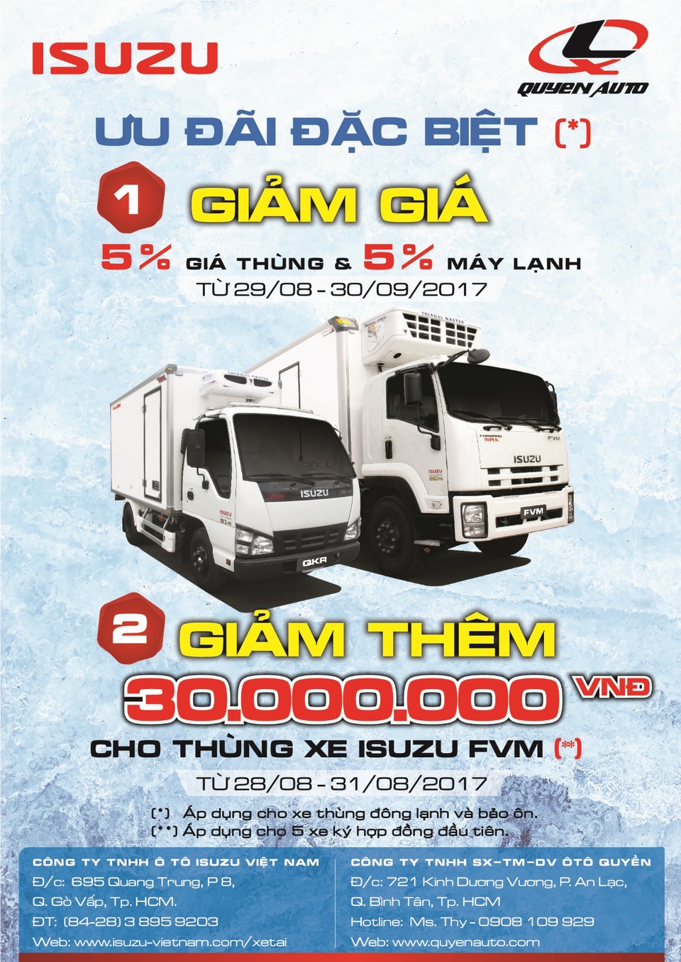 Chương trình ưu đãi đặc biệt cho dòng xe thùng đông lạnh & bảo ôn Isuzu