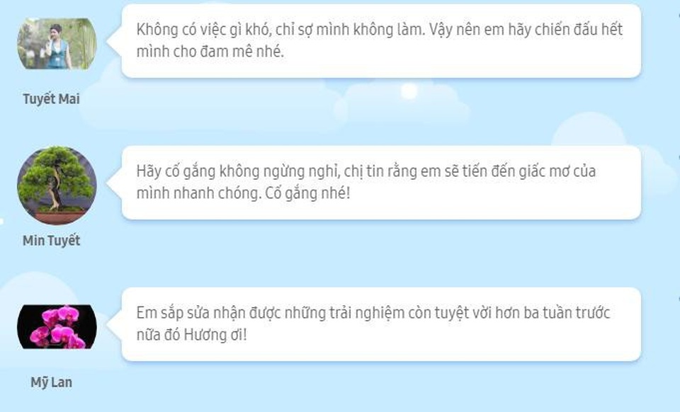 Hành trình trải nghiệm ước mơ ý nghĩa cho các em nhỏ - 4 Trên website của dự án, hàng trăm lời động viên được gửi đến em Nguyễn Thị Hương (11 tuổi, Thanh Hóa) với ước mơ trở thành họa sĩ.