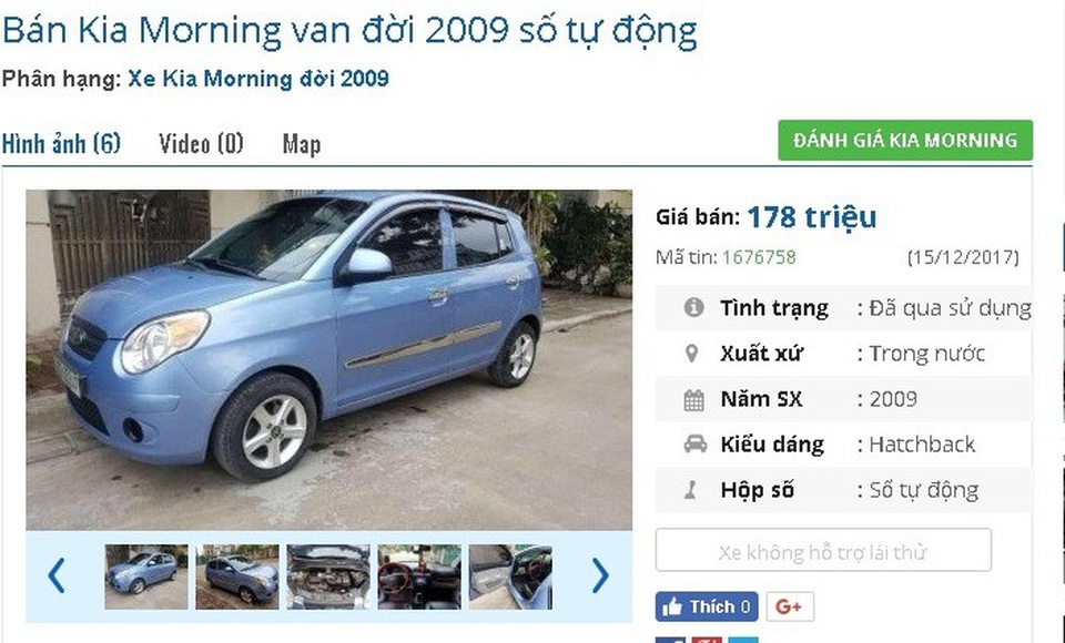 Với 170 triệu đồng, mua ô tô cũ chính hãng nào đi chơi Tết? - 6
Chủ nhân đang rao bán chiếc Kia Morning van đời 2009 số tự động này với giá 178 triệu đồng. Xe còn khá mới, được quảng cáo là đăng ký lần đầu 2015, đăng kiểm dài. Xe đã lắp màn hình camera lùi, camera hành trình, vành đúc lốp mới,điều hòa nóng lạnh 2 chiều...