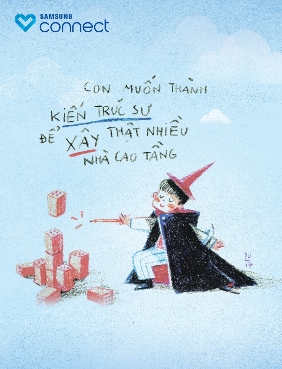 Nét vẽ kể những câu chuyện về ước mơ của trẻ nhỏ - 6 Qua nét vẽ của Tamypu, ước mơ trở thành kiến trúc sư của cậu bé hiện lên thật dễ thương.