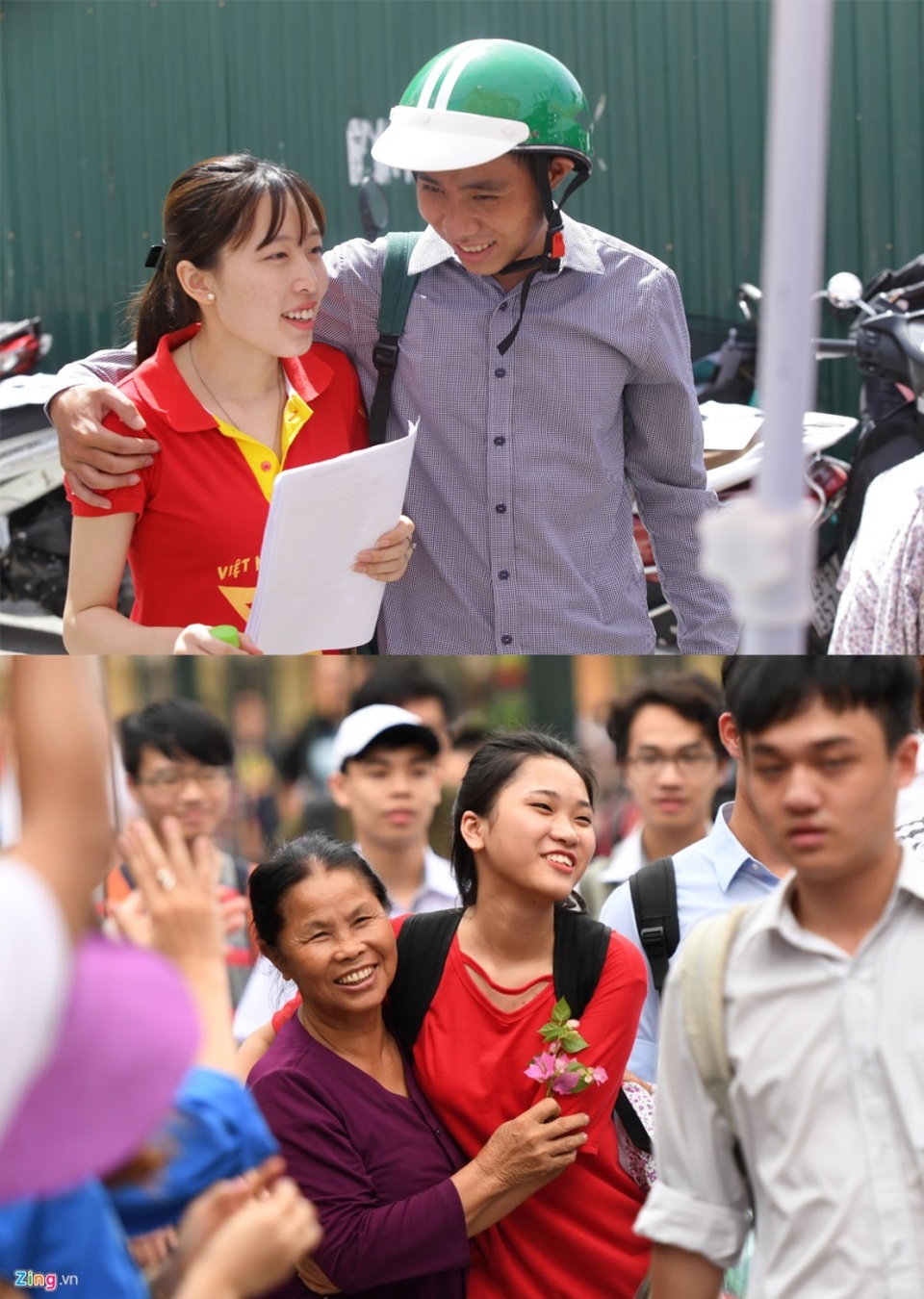 Chùm ảnh: Nhìn lại hành trình vượt vũ môn của các thí sinh THPT 2017 - 4 Cái nắng chói chang hay những mệt nhọc đều tan biến hết khi nhìn thấy nụ cười tự tin của con vì làm bài tốt.