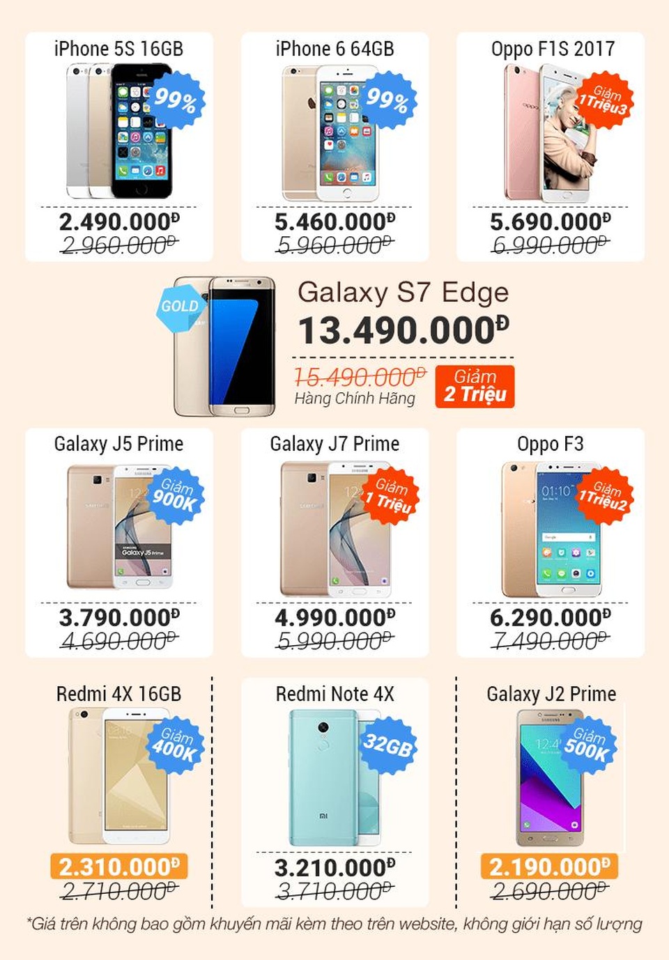 Vĩnh Phát moblie khai trương chi nhánh thứ 9, bán iPhone 7, Samsung S7 giá 7.000 đồng - 9 Combo giảm sốc 81% và tặng quà cho 50 khách hàng đầu tiên