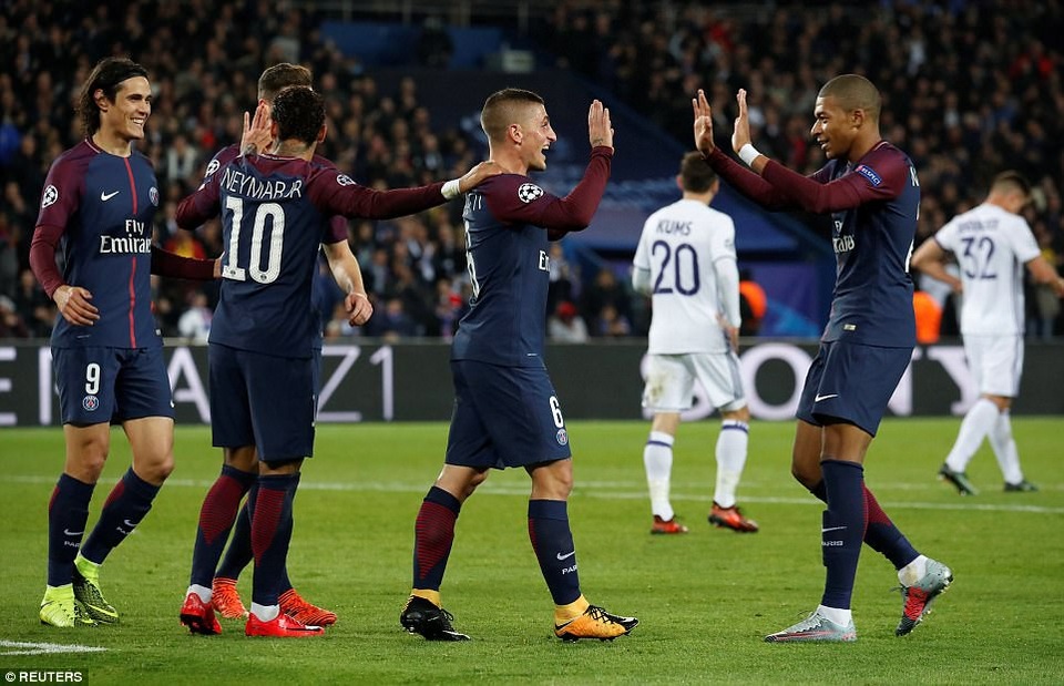 Hậu vệ lập hat-trick, PSG giành vé đi tiếp sớm hai vòng đấu - 1 PSG đại thắng 5-0 trước Anderlecht