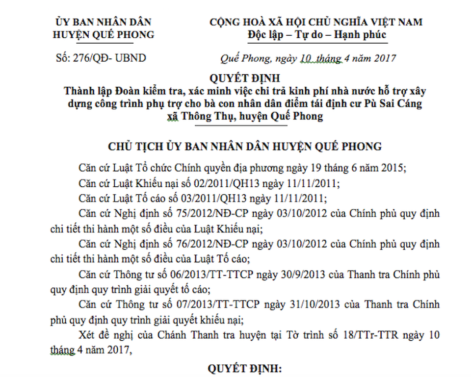 Lập đoàn kiểm tra "nghi án" giả mạo chữ ký rút tiền hỗ trợ người dân tái định cư! - 1 Lập đoàn kiểm tra "nghi án" giả mạo chữ ký rút tiền hỗ trợ người dân tái định cư! - 1
