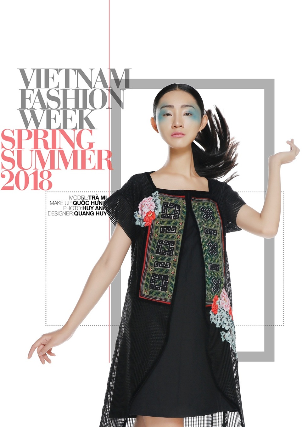 Quang Huy kể câu chuyện Tây Bắc, anh kết hợp xu hướng chesmiss dress với đường nét áo dài thông qua sự chuyển tiếp của kết cấu trang phục. Nguyên liệu chủ đạo là lưới, ren kết hợp thổ cẩm. Với các thay đổi hiệu ứng từ kẻ đến ren đến hoa thêu đem lại một phong cách lãng mạn mang đậm nét truyền thống Việt mà vẫn hiện đại phù hợp xu thế. Tính ứng dụng được đưa vào những thiết kế trong BST một cách đa dạng với những lớp áo lưới trong, áo khoác, quần để có thể phối mix theo nhu cầu sử dụng mà vẫn mang lại cho người mặc một phong cách xuyên suốt: hiện đại mà rất thuần Việt.