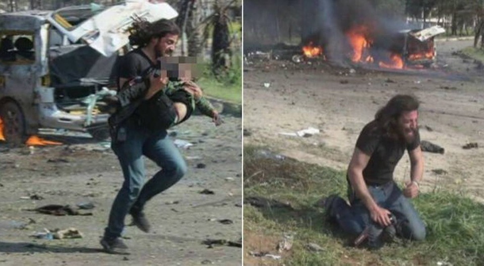 Phóng viên quỳ khóc bên em bé Syria bị đánh bom khi đang sơ tán - 1
Phóng viên Habak quỳ khóc khi chứng kiến cảnh thương tâm vụ đánh bom đoàn xe chở người sơ tán. (Ảnh: Twitter)