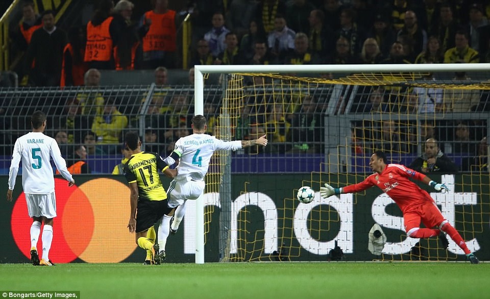 Dortmund 1-3 Real Madrid: C.Ronaldo, Bale chói sáng - 2
Aubameyang rút ngắn tỷ số xuống 1-2 cho Dortmund