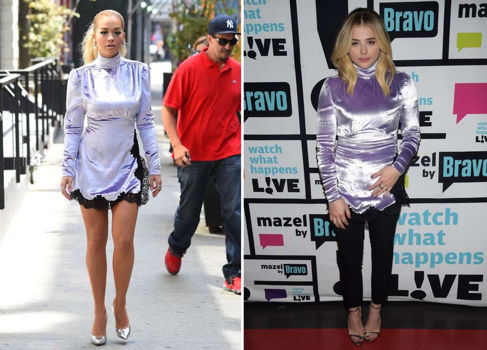 Khi sao Hollywood bị phát hiện mặc chung quần áo - 13
Rita Ora (trái) và Chloë Grace Moretz