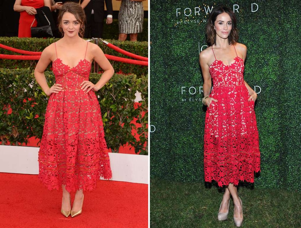 Khi sao Hollywood bị phát hiện mặc chung quần áo - 18
Maisie Williams (trái) và Abigail Spencer như chị em sinh đôi.