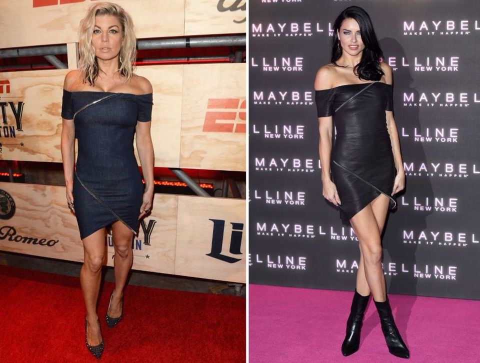 Khi sao Hollywood bị phát hiện mặc chung quần áo - 2
Nữ ca sĩ Fergie (trái) và siêu mẫu Adriana Lima đều sở hữu dáng vóc hoàn hảo nên chiếc váy ôm sát này thực sự là sự lựa chọn hoàn hảo với cả hai.