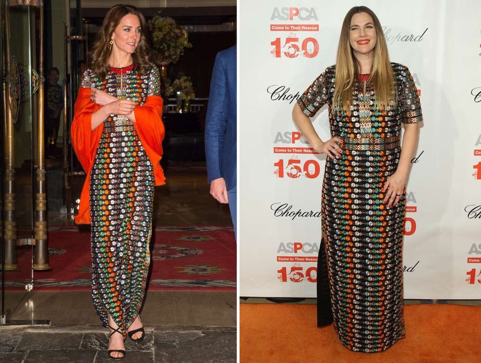 Khi sao Hollywood bị phát hiện mặc chung quần áo - 20
Công nương Catherine (trái) và nữ diễn viên Drew Barrymore cùng chọn bộ trang phục giống hệt nhau dù sở hữu dáng vóc khác hẳn nhau.