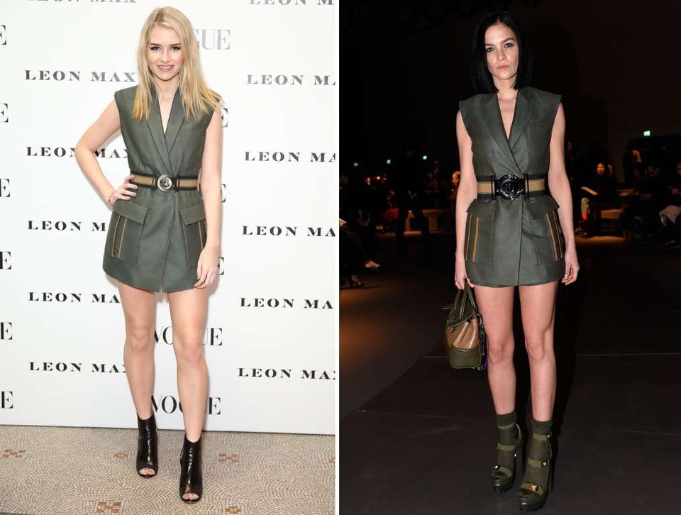 Khi sao Hollywood bị phát hiện mặc chung quần áo - 34
Lottie Moss (trái) và Leigh Lezark chung ý tưởng khi kết hợp váy này với boot cổ ngắn.