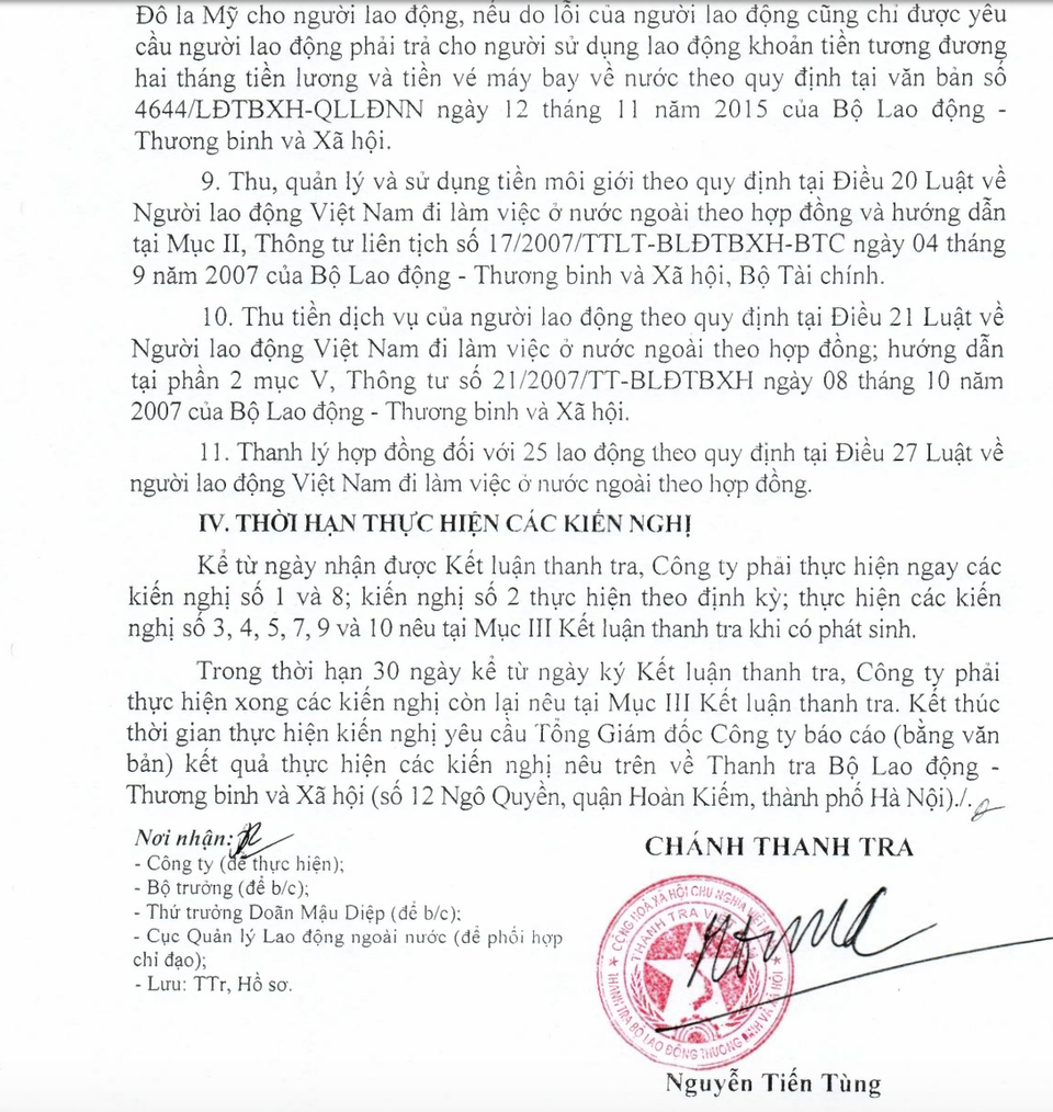 Lời kêu cứu từ Ả Rập Xê Út: Công ty dùng trụ sở “ma” lộ hàng loạt sai phạm! - 3
Bộ LĐTB&XH kết luận 11 sai phạm cụ thể của công ty Petromanning.