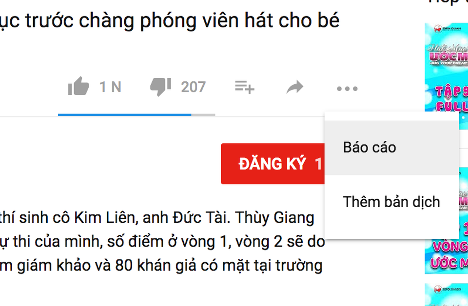 Video độc hại tràn lan trên Youtube, người xem nên làm gì? - 1 Chọn báo cáo để báo những video độc hại