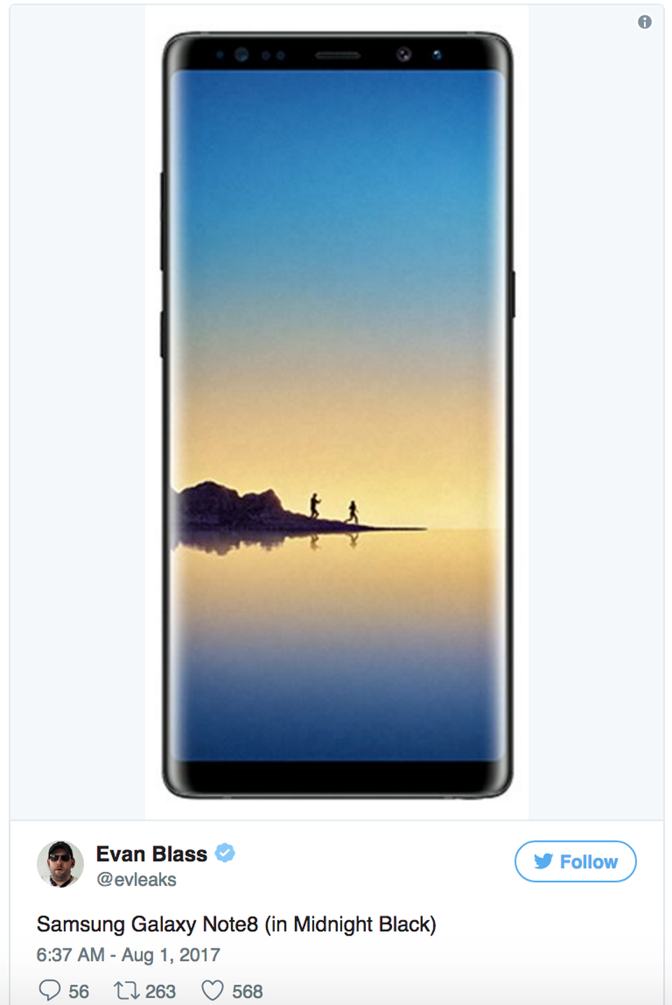 Galaxy Note 8 lộ ảnh rõ nét trước ngày ra mắt - 1
Chân dung Galaxy Note 8 qua một bức ảnh rò rỉ.