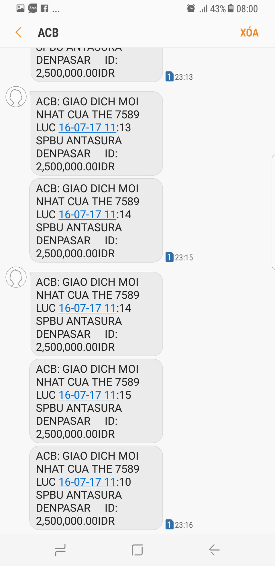 Ngồi ở Đà Nẵng, chủ thẻ visa vẫn bị rút hơn 38 triệu đồng từ Indonesia - 2 Mặc dù đang giữ thẻ và đang ở Đà Nẵng nhưng tài khoản của anh Phúc bị rút tiền tại Indonesia