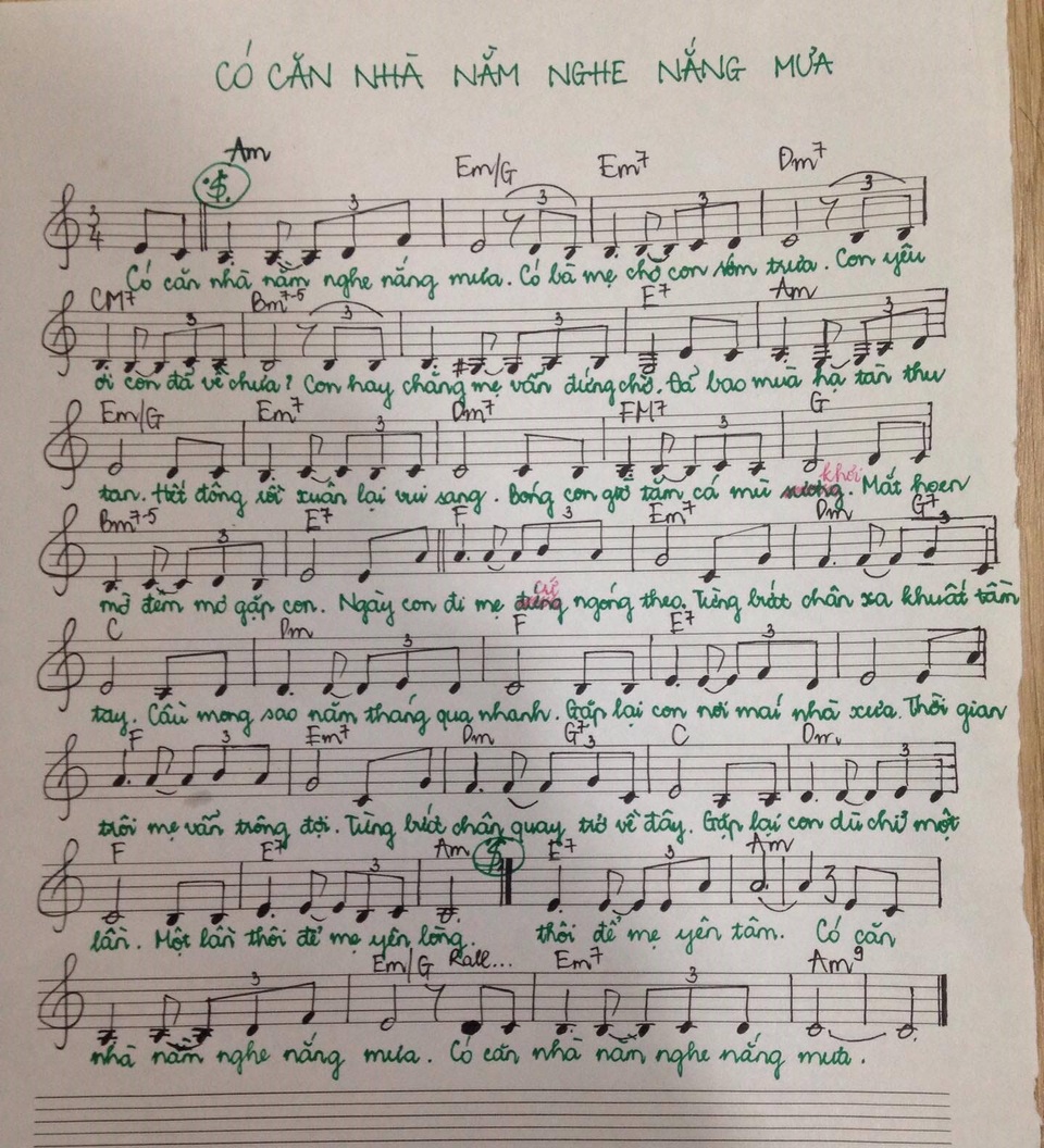 Đạo diễn phim "Có căn nhà nằm nghe nắng mưa" bị tố "ăn cắp chất xám" - 4 Bản nhạc hoàn chỉnh của bài Có căn nhà nằm nghe nắng mưa do nhạc sĩ Linh Lan đã chỉnh sửa