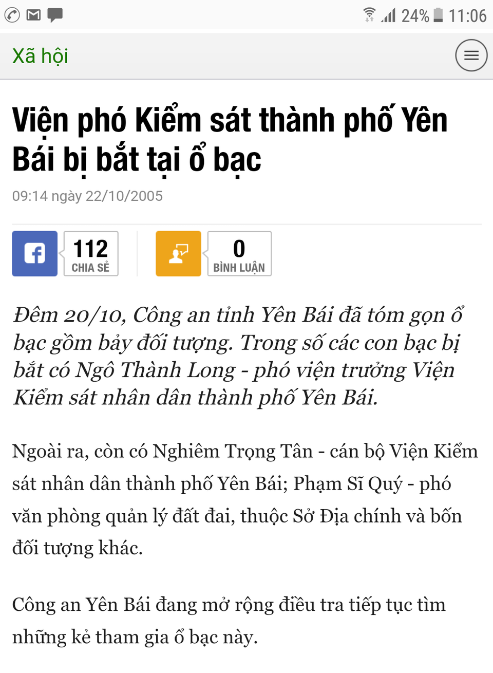 Giám đốc Sở TN-MT Yên Bái né chuyện bị bắt vì đánh bạc năm 2005 - 1
Bản tin báo chí đăng tải năm 2005 phản ánh việc ông Phạm Sỹ Quý bị Công an tỉnh Yên Bái bắt giữ trên chiếu bạc.