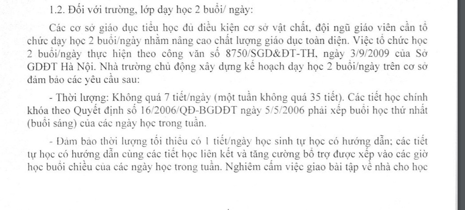 “Vượt mặt” quy định, trường tiểu học Hải Bối tiếp tục mắc sai phạm - 3 Công văn hướng dẫn của Sở GD-ĐT Hà Nội về học 2 buổi/ngày.