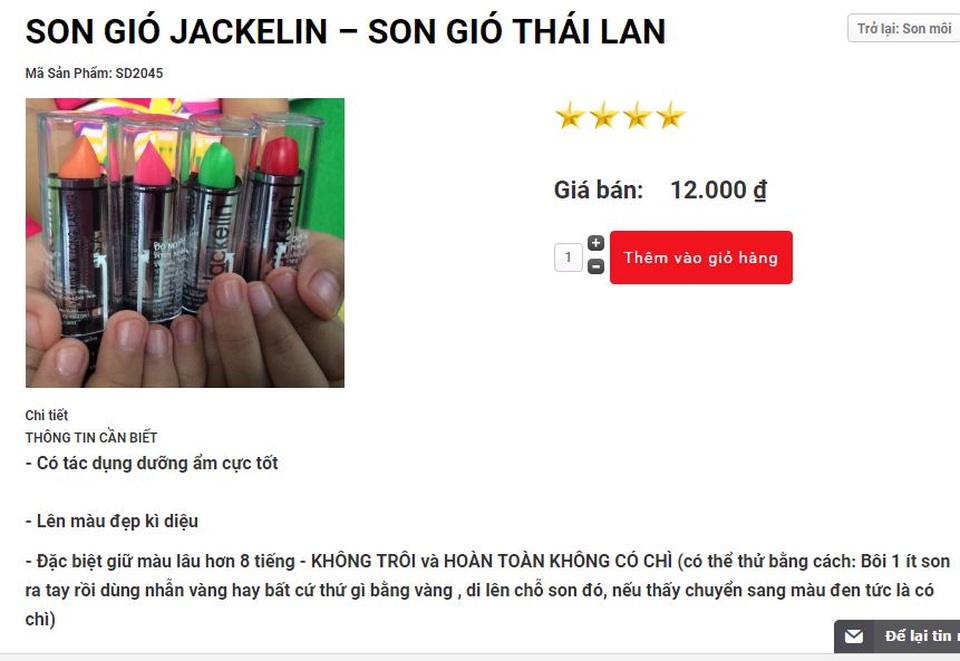 Son “hàng hiệu” giá 10 nghìn/thỏi bán tràn lan ở các chợ Hà Nội - 5 Các loại son được quảng cáo là hàng xách tay từ Thái Lan được rao bán với giá 12.000 đồng/ thỏi thậm chí nếu lấy nhiều giá chỉ còn 8.000 đồng/ thỏi.