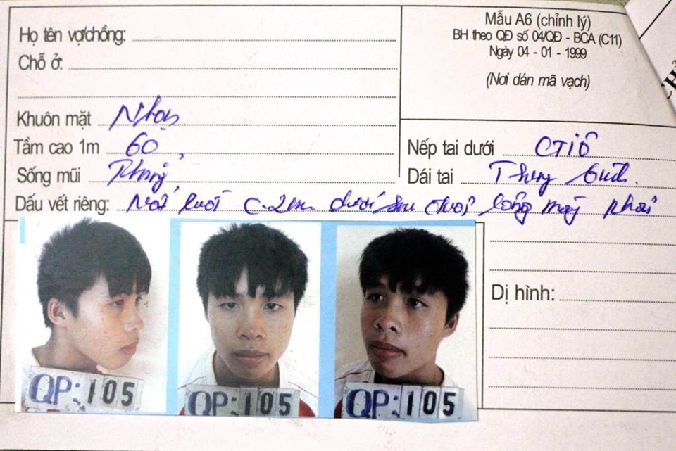 Đối tượng Ngân Văn Tâm trong hồ sơ trong hồ sơ của cơ quan điều tra.