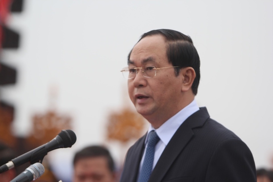 Chủ tịch nước lái máy cày trong lễ hội Tịch điền Đọi Sơn - 3 Chủ tịch nước Trần Đại Quang phát biểu tại lễ hội Tịch điền 2017