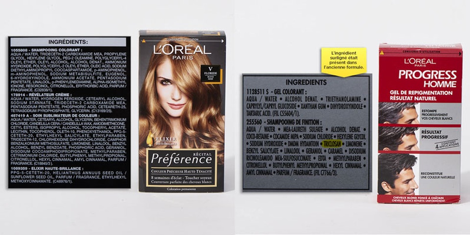 Pháp: Công bố 400 loại hóa mỹ phẩm có thành phần gây hại - 3
Thuốc nhuộm tóc nữ LOréal có Ethylhexyl, methoxycinnamate và Thuốc nhuộm tóc nam LOréal có Methylchloroisothiazolinone, Methylisothiazolinone