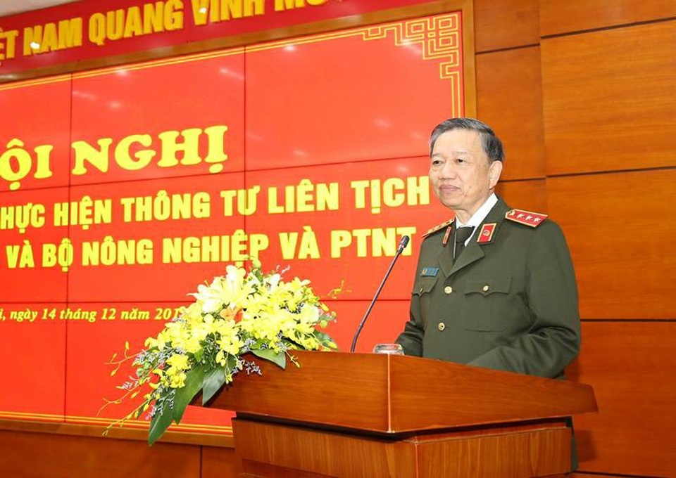 Bộ Nông nghiệp và Bộ Công an cùng xử lý nhiều vụ vi phạm gây thiệt hại hàng nghìn tỷ đồng - 2 Thượng tướng Tô Lâm - Bộ trưởng Bộ Công an phát biểu tại Hội nghị...