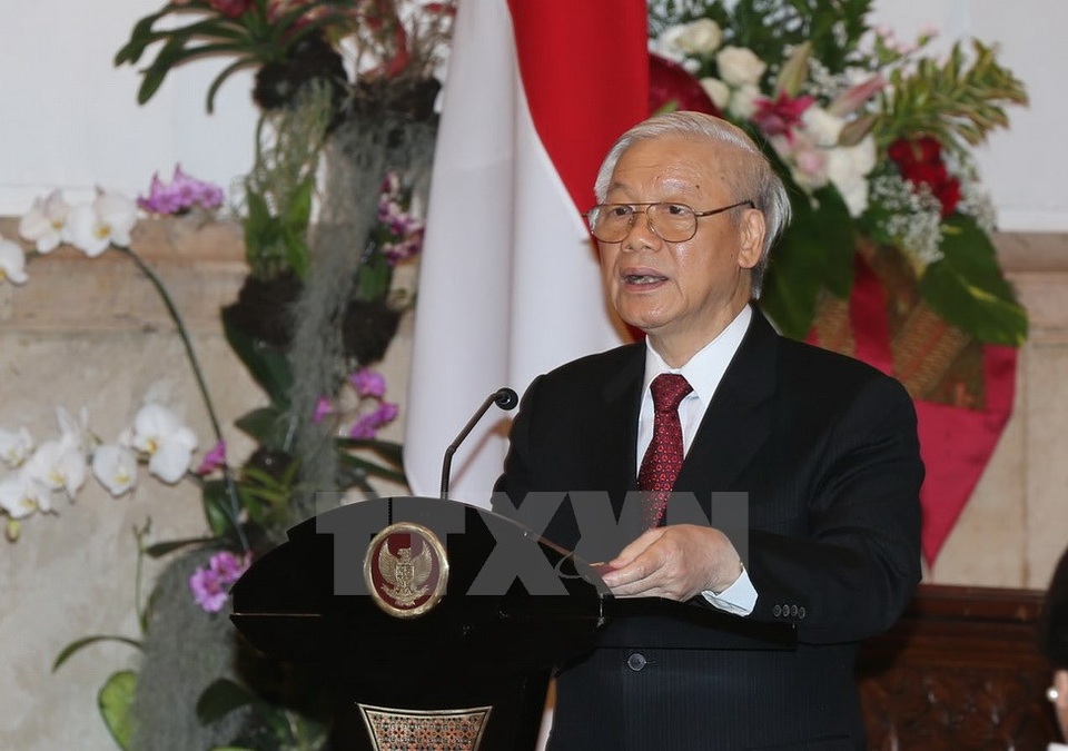 Tổng Bí thư thăm Trung tâm Nghiên cứu Chiến lược và Quốc tế Indonesia - 1
Tổng Bí thư Nguyễn Phú Trọng. (Ảnh: Trí Dũng/TTXVN)