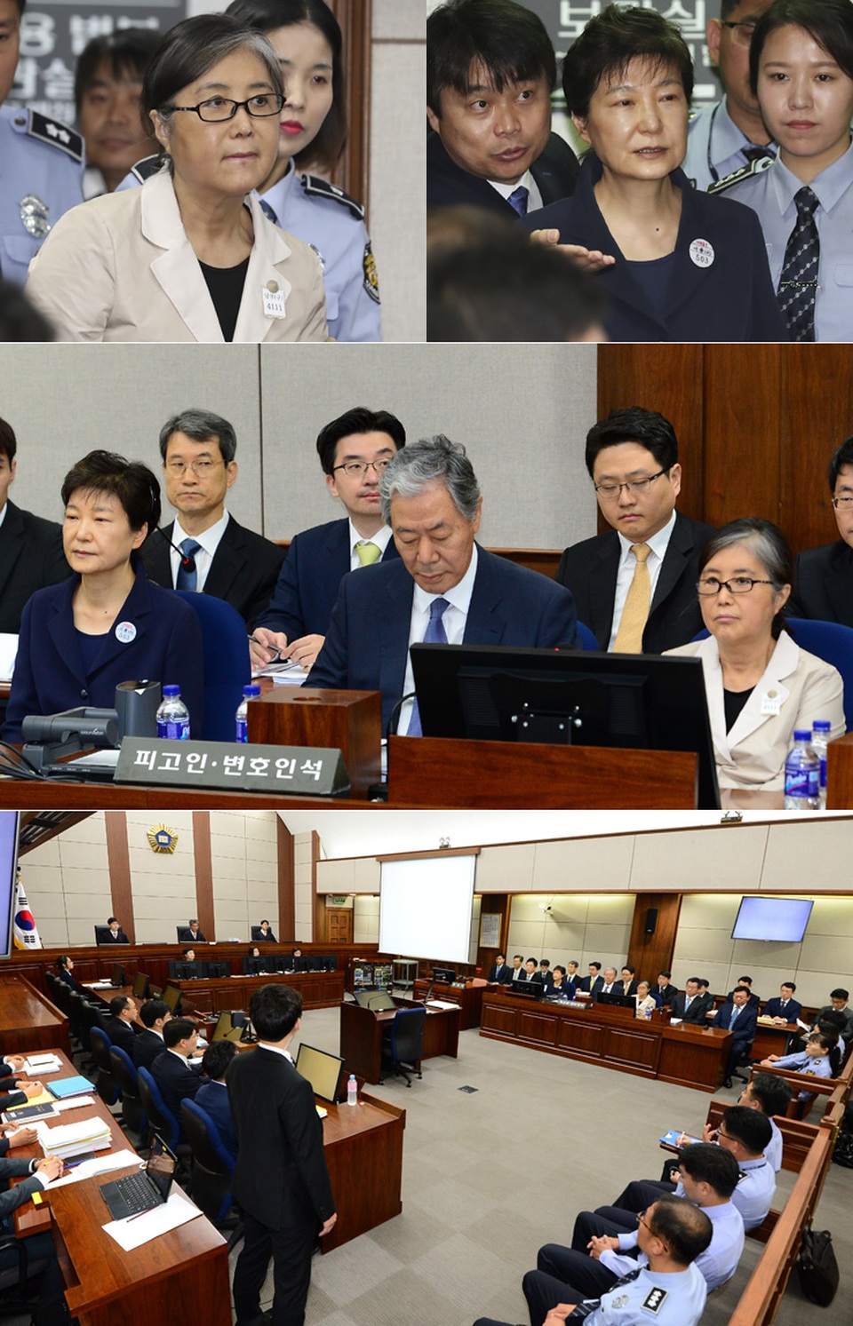 Cựu Tổng thống Hàn Quốc nói gì trong ngày đầu hầu tòa? - 2 Cựu Tổng thống Park Geun-hye và bạn thân Choi Soon-sil tham gia phiên tòa ngày 23/5 (Ảnh: Korea Times)