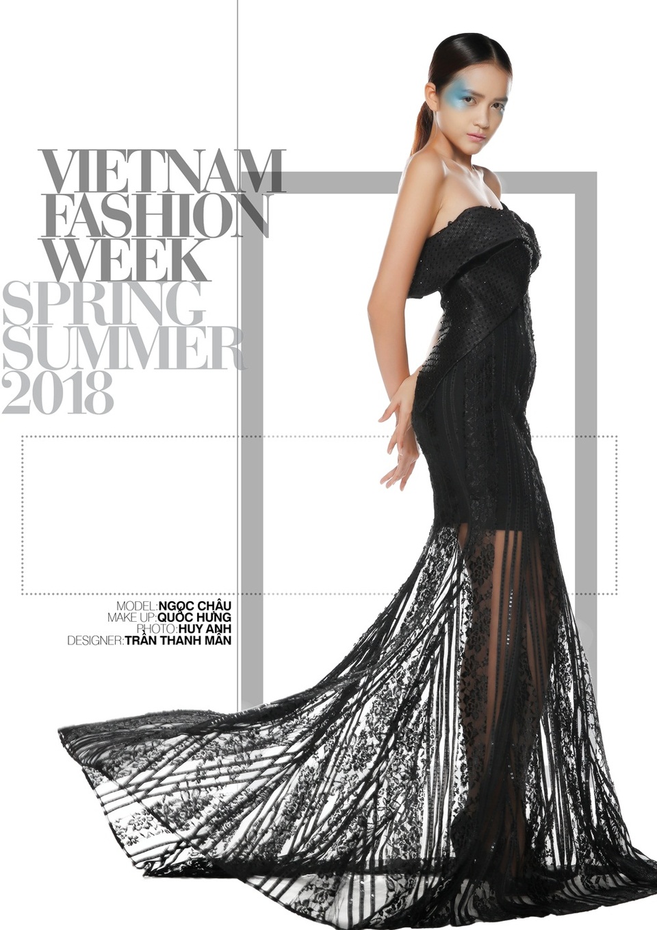 Trần Thanh Mẫn: The Muse. BST lấy cảm hứng từ hình ảnh những cô gái hiện đại, nóng bỏng, quyến rũ và nổi bật. Cô ấy mạnh mẽ, hào nhoáng, quyến rũ nhưng không kém phần bí ẩn và khác biệt.Những chi tiết, hoa văn nổi được thêu đính một cách cầu kỳ trên từng lớp vải với những hạt đá sáng, ngọc trai đã tạo ra dải ánh sáng lấp lánh. BST sử dụng sắc thái trung tính trắng và đen, những mảng họa tiết thêu nổi.