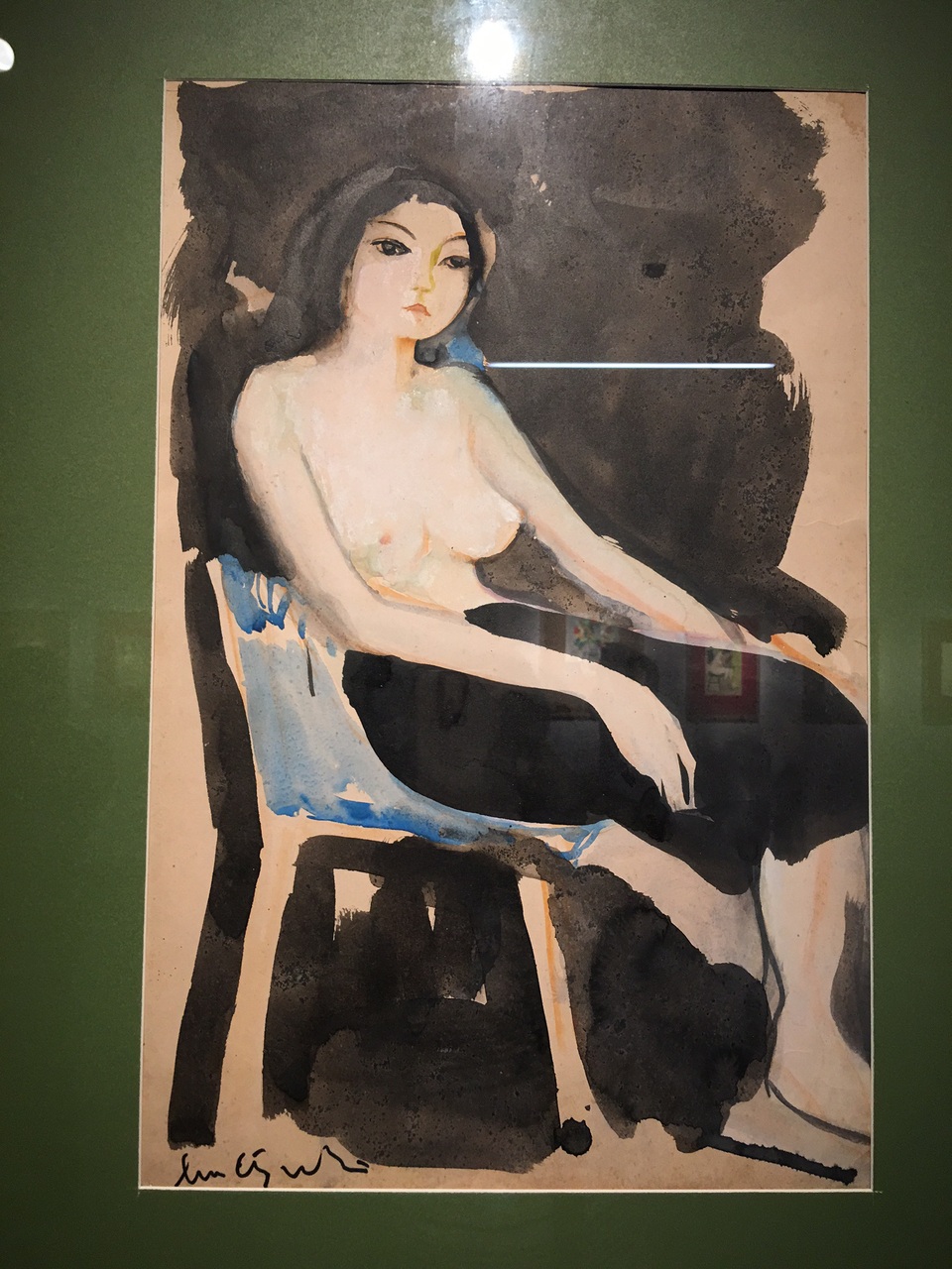 Sự lạ kỳ trong thế giới tranh nude của danh hoạ Lưu Công Nhân - 3 Một bức tranh bán nude do danh hoạ Lưu Công Nhân ký hoạ trên giấy. Ảnh: HTL.