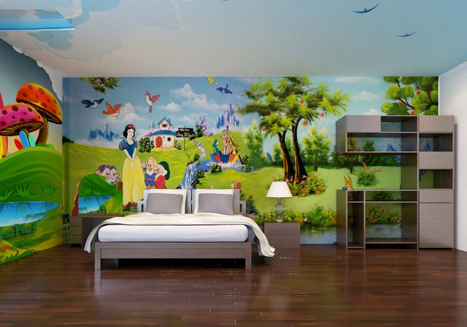 Kiếm hàng chục triệu đồng nhờ “thổi hồn” vào tranh tường - 3
Tranh vẽ tường biến gian phòng như trở về không gian của những câu chuyện cổ tích.