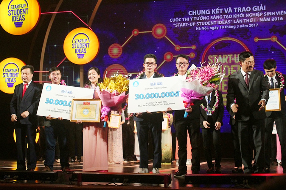 Giành giải nhất "Ý tưởng khởi nghiệp", SV Thái Nguyên nhận 550 triệu đồng cho dự án - 4 Hai nhóm đoạt giải Nhì nhận phần thưởng 30 triệu đồng mỗi nhóm.
