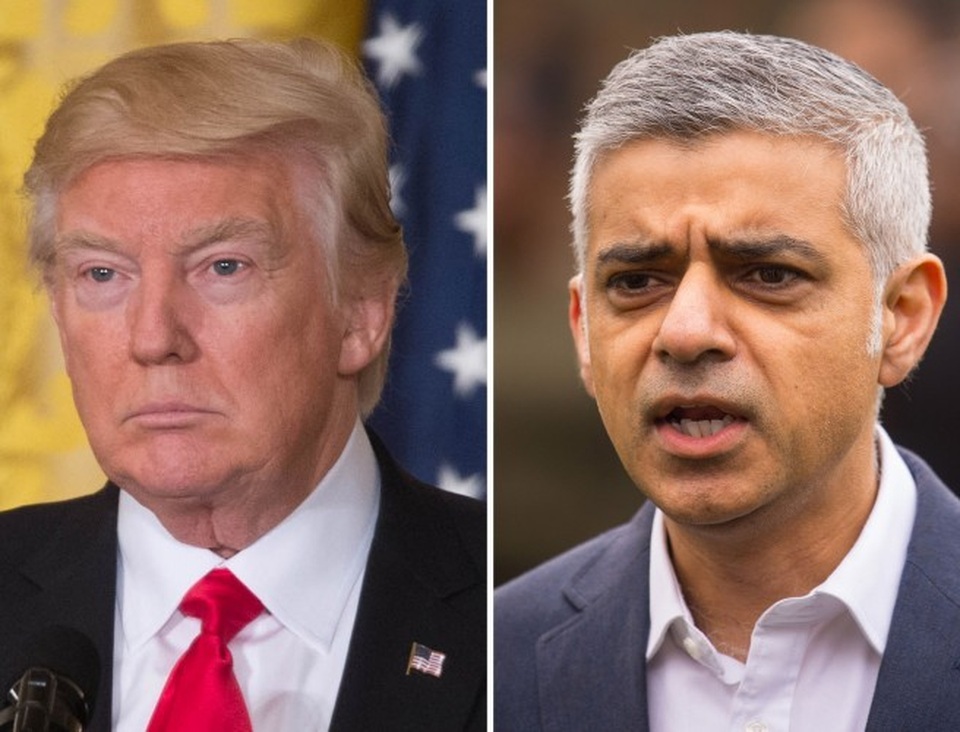 Thị trưởng London nói ông Trump "hành xử như trẻ nhỏ" - 1 Tổng thống Donald Trump (trái) và Thị trưởng London Sadiq Khan (Ảnh: PA)