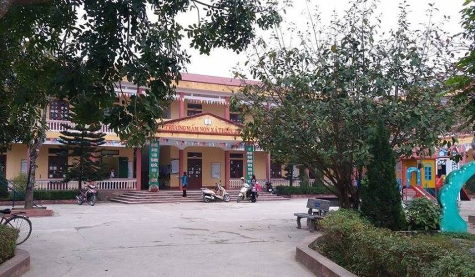 Trường mầm non Thiệu Long, nơi xảy ra tình trạng thu tiền của học sinh để hỗ trợ lương cho giáo viên