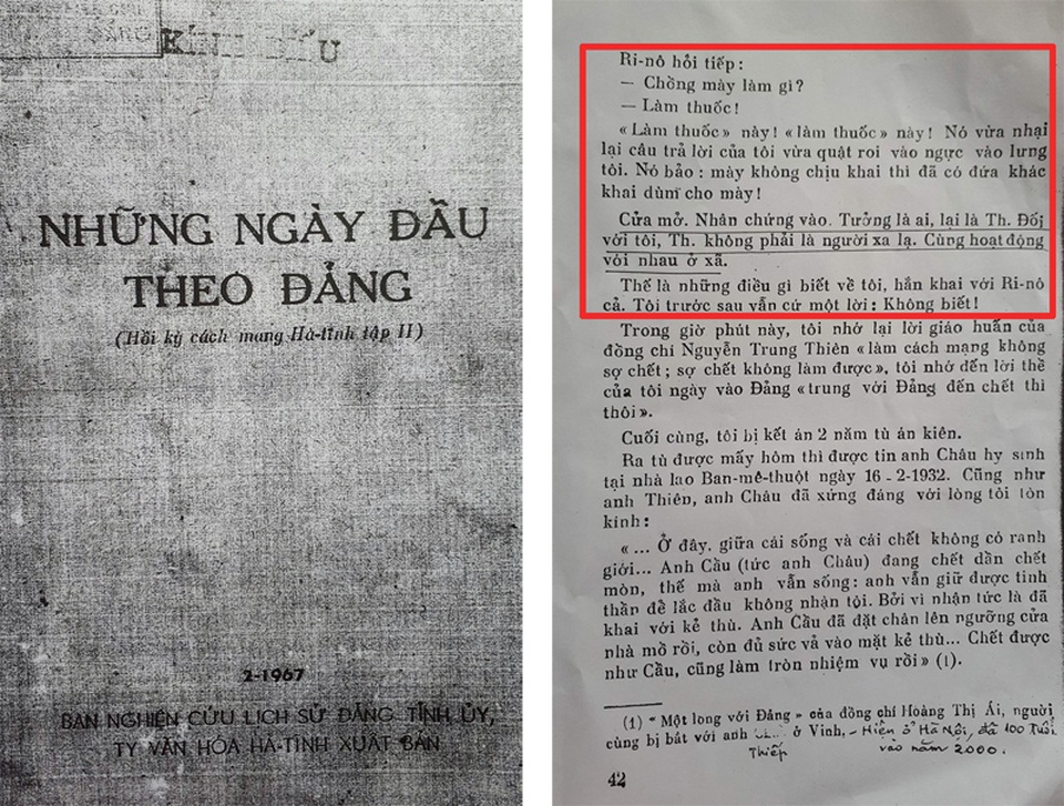 Hồi ký của bà Bùi Thị Lợi thuật lại ông Th. (ông Thao, có văn bản xác nhận) đầu thú địch, khai báo tất cả các thông tin về gia đình bà Lợi.