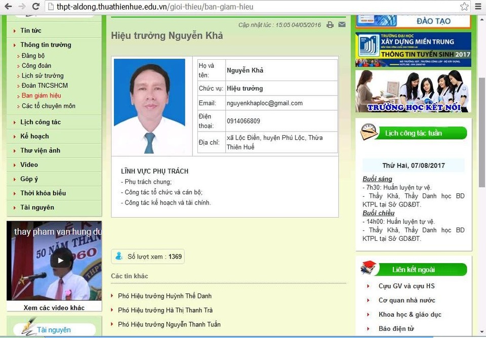 Vụ “trường THPT có... 4 Phó Hiệu trưởng”: Điều chuyển 1 Phó Hiệu trưởng - 2
Trên website trường THPT An Lương Đông giờ cập nhật thông tin với 1 Hiệu trưởng và 3 Phó Hiệu trưởng theo quy định.