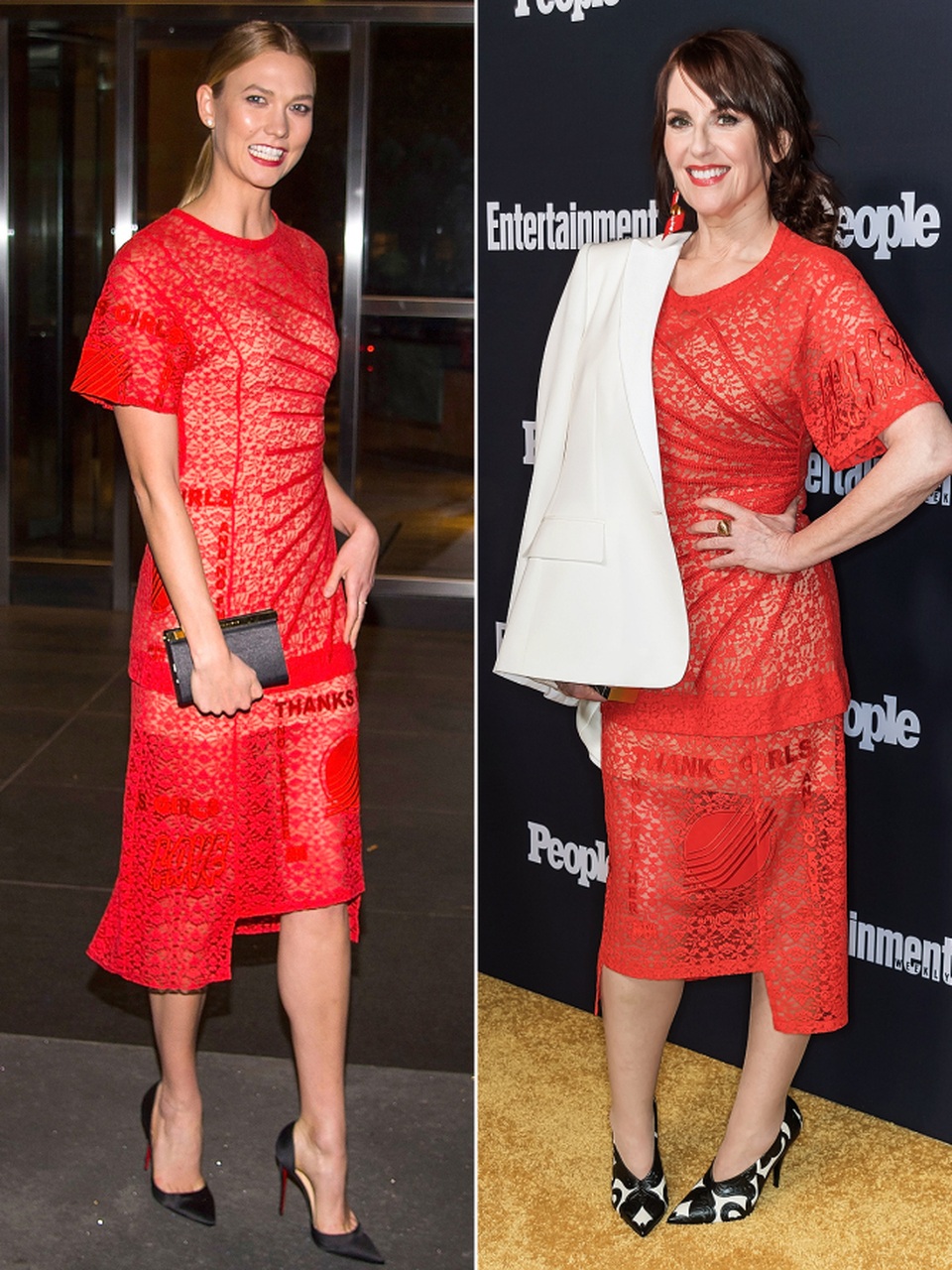 Khi người đẹp “đụng hàng” - 11
Karlie Kloss và Megan Mullally đụng hàng với váy ren Stella McCartney