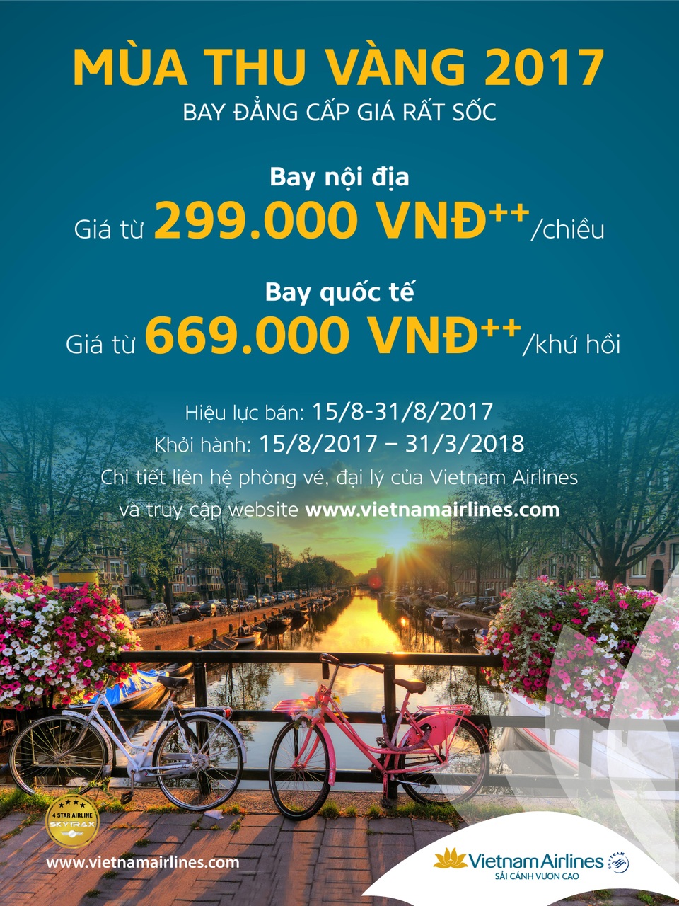 Vietnam Airlines bán vé máy bay siêu rẻ trong chương trình Mùa thu vàng