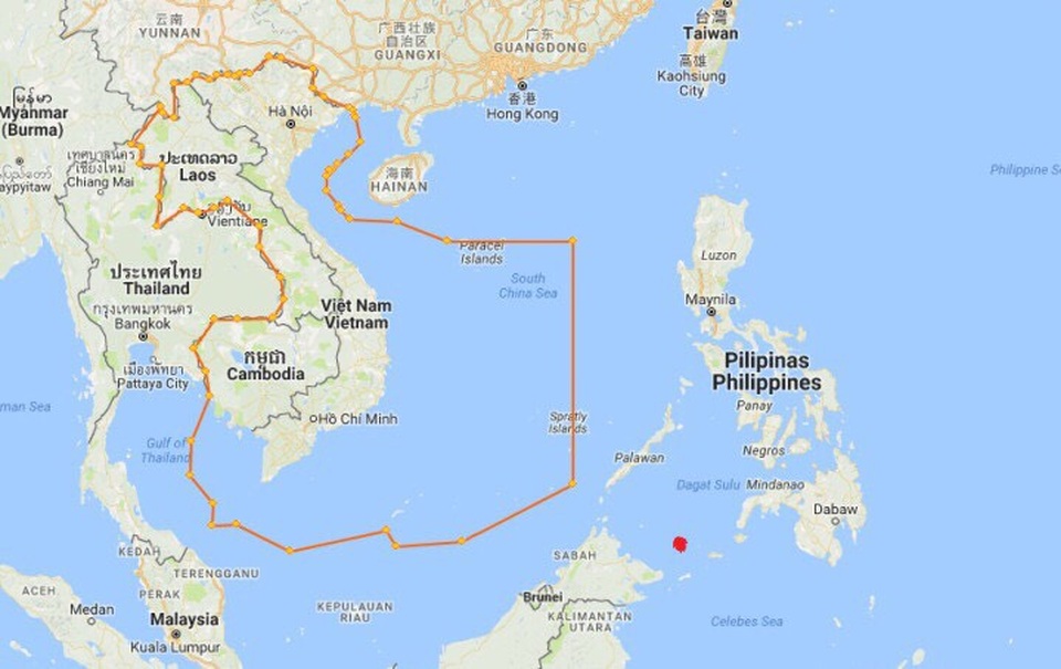 Vụ 7 người Việt bị cướp biển bắt cóc: Một thủy thủ bị bắn chết - 3
Vị trí tàu Giang Hải 09 bị tấn công (chấm đỏ) ở ngoài khơi Philippines. (nguồn: Đài thông tin duyên hải Hải Phòng)