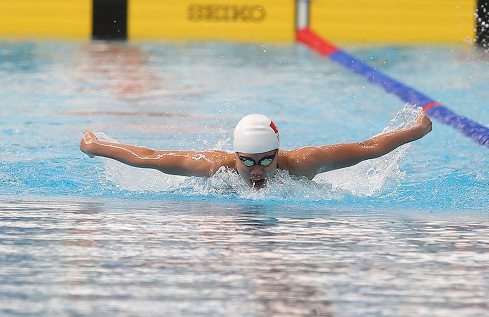 Nhật ký SEA Games 29 ngày 25/8: Kình ngư 15 tuổi Kim Sơn phá kỷ lục SEA Games - 17
Ánh Viên trên đường đua 400m hỗn hợp nữ, ảnh: Q.H