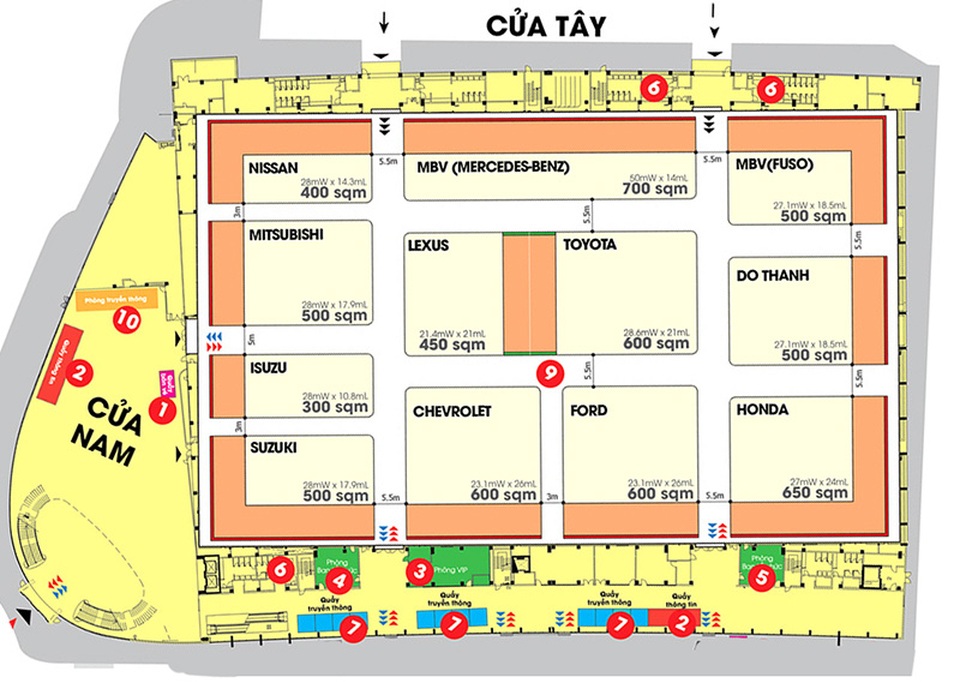 Cơ hội cuối trước khi gia nhập cuộc chơi miễn thuế nhập khẩu ASEAN - 1 Vị trí các gian hàng tại triển lãm Vietnam Motorshow 2017