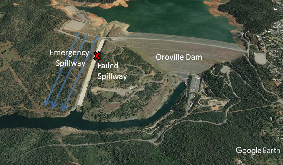 
Đường xả khẩn cấp của đập không hiệu quả. (Ảnh: Google Map)
