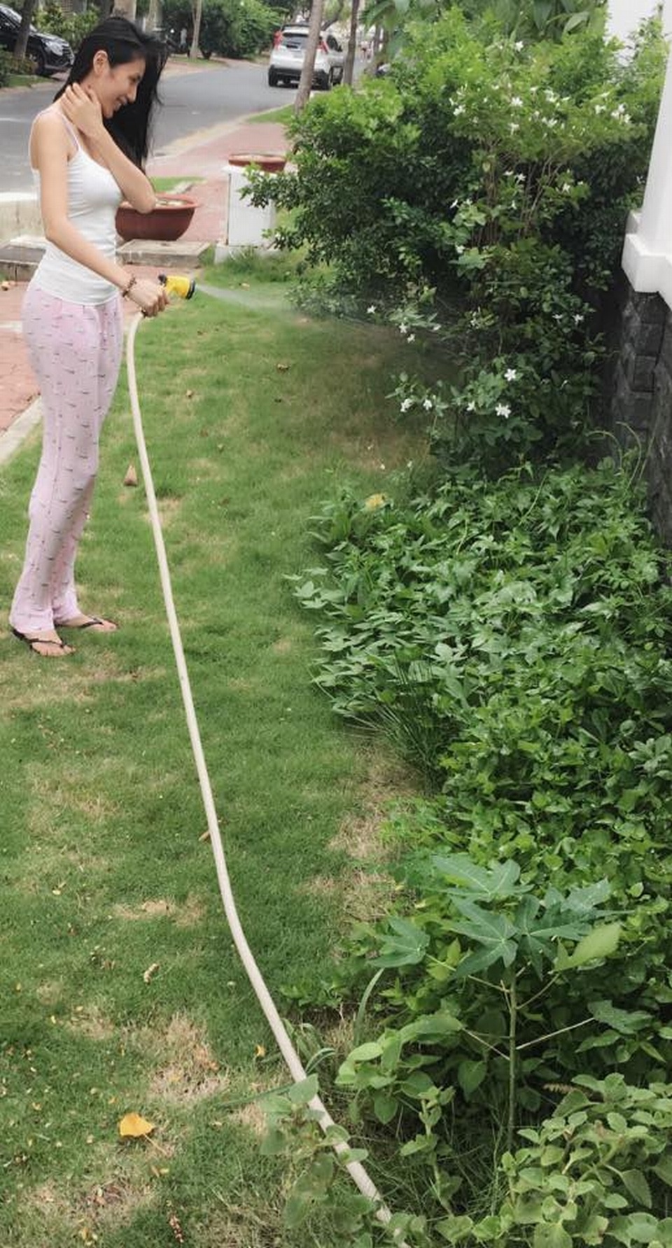 Vườn rau xanh được đích thân Thủy Tiên chăm sóc, tưới tắm mỗi ngày