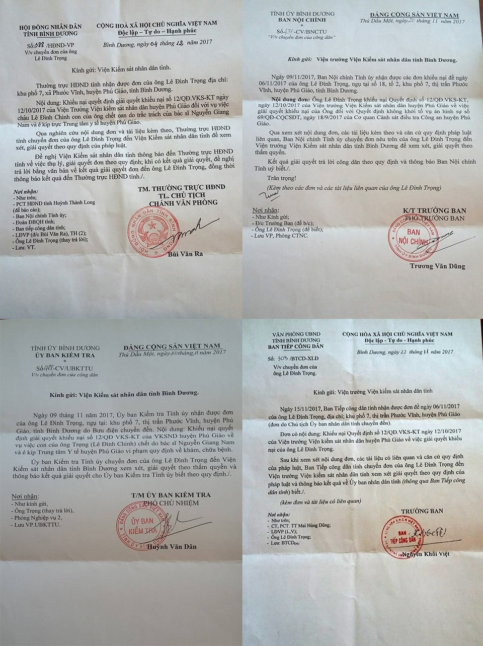 Vụ bác sĩ bị “tố” tắc trách, bé trai 13 tuổi tử vong: Chờ “phán quyết” từ Bộ Y tế! - 2 Trước nỗi đau mất con, ông Trọng gửi đơn đến nhiều cơ quan, ban ngành tỉnh Bình Dương cầu cứu và đều được chuyển đến Viện KSND tỉnh để thụ lý giải quyết.